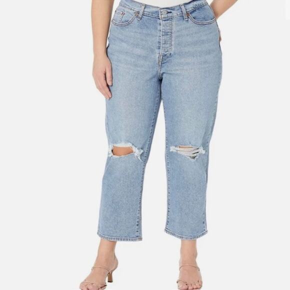 Levi's Premium Wedgie Straight Fit Jeans Light Wash Plus Size 20W Classic Retro - Picture 2 of 15